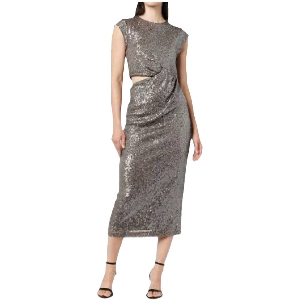 The Drop Women's Padma Cutout Sequin Midi Dress ~ Pewter ~ Sz S Small NWT